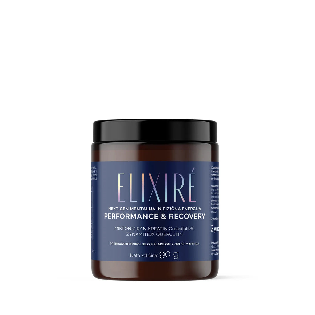 Elixiré Next-Gen Performance & Recovery — kozarček 90 g, okus mango (športno prehransko dopolnilo s kreatinom, Zynamite® in kvercetinom)
