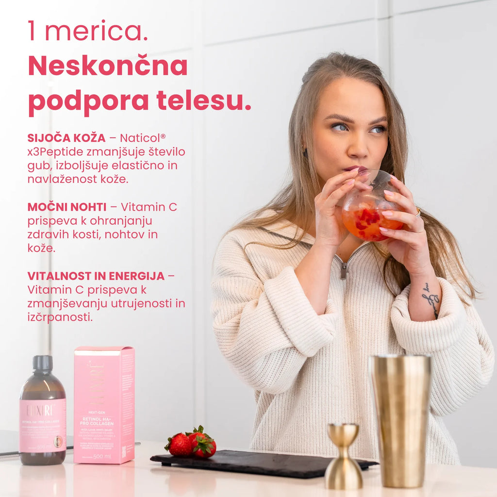 1 merica neskončna podpora telesu – sijoča koža, močni nohti, vitalnost (Elixiré Retinol HA+ PRO Collagen)