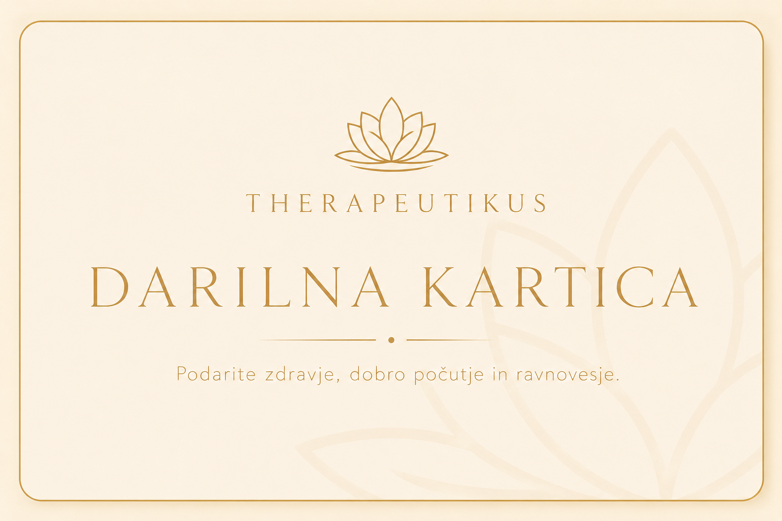 Darilna kartica Therapeutikus - gold lotos design